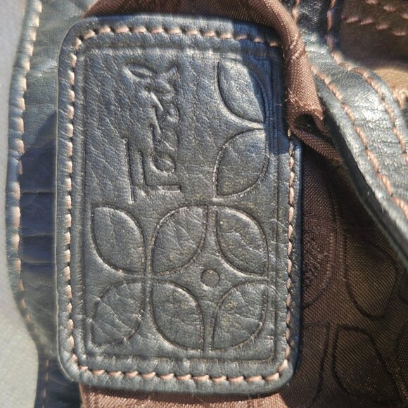 Fossil Vintage Bucket Bag, Satchel, Suede, Leather Patchwork Y2K Black and Brown - Picture 11 of 12